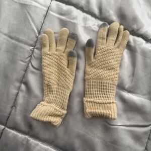 Beige Knit Touchscreen Gloves Women’s Warm Winter Gloves